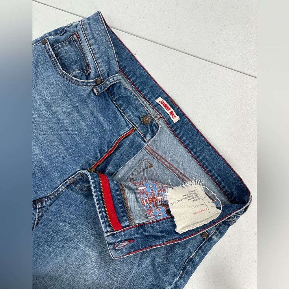 Johnny Was The Tomboy Mid Rise Relaxed Tapered Jeans Distressed Boho Western 29 - Picture 10 of 13